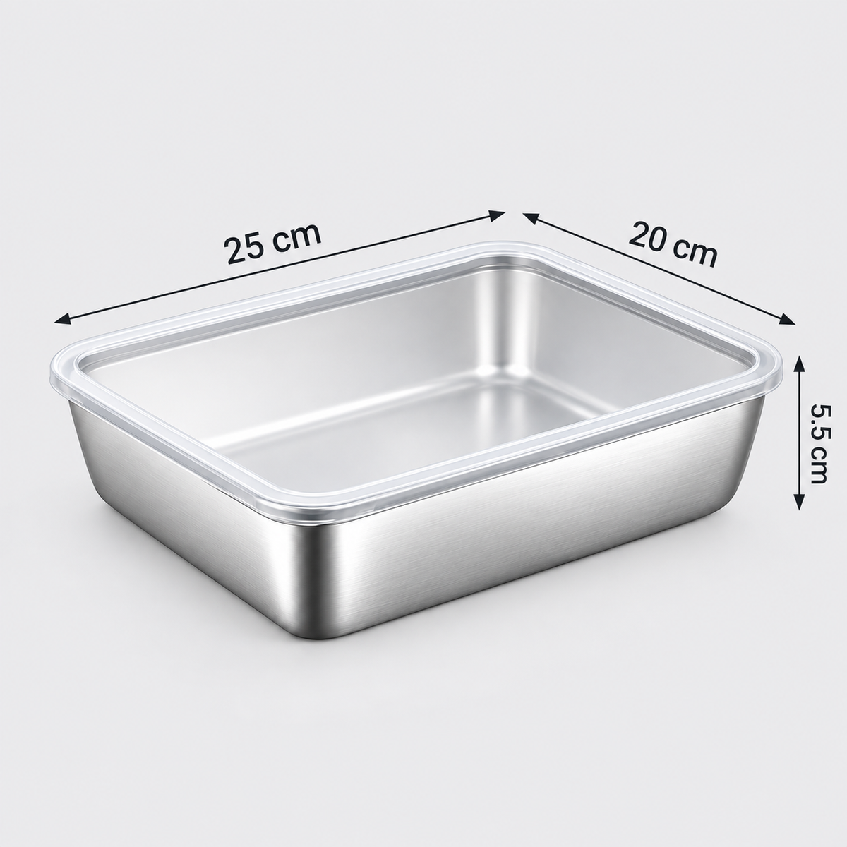 Premiumowy pojemnik na żywność ze stali nierdzewnej SUS304 o pojemności 2400 ml ze szczelną pokrywką (25×20×5 cm)