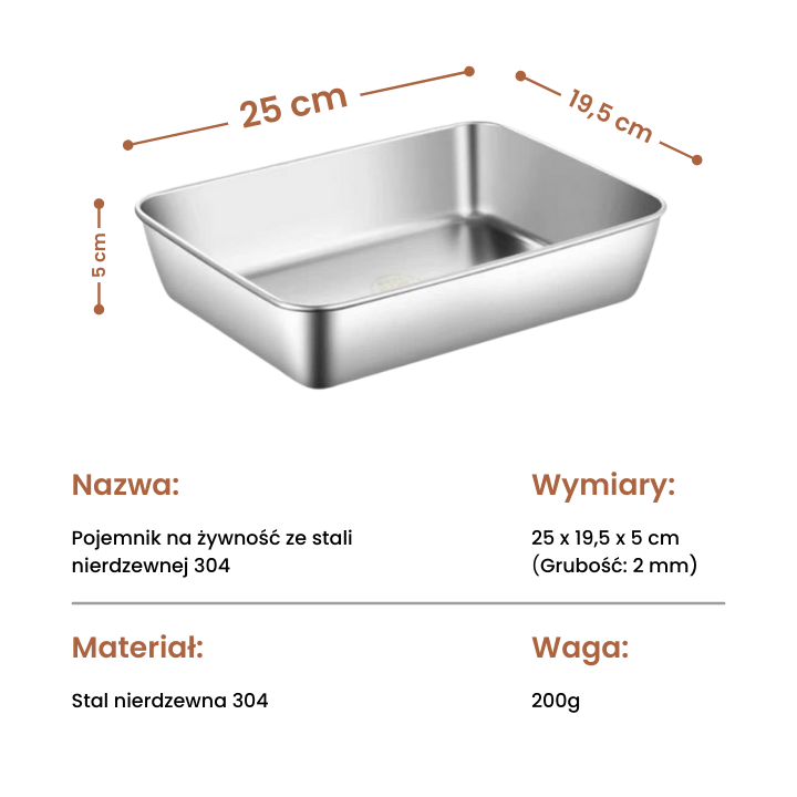 🎁SUPER PROMOCJA | Pojemnik Na Żywność Z Niemieckiej Stali Nierdzewnej 304 - 2000ML