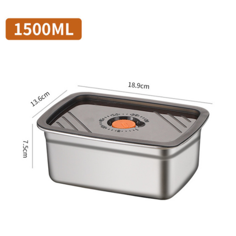 Duży Hermetyczny Pojemnik Na Żywność Ze Stali Nierdzewnej Antybakteryjnej 1500ml - Bezpieczny W Mikrofalówce (19 x 14 x 8 Cm)