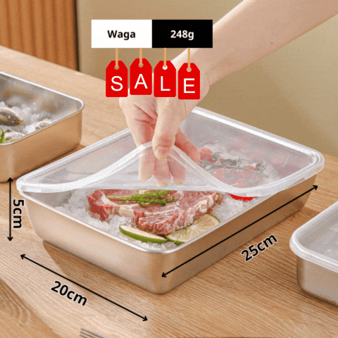 Pojemnik na żywność ze stali nierdzewnej 304 (25 x 20 x 6 cm)