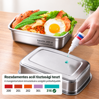 Vákuumos antibakteriális SUS316 rozsdamentes acél ételtároló (19×14×6 cm)