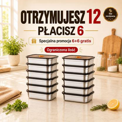 Zestaw pojemników ze stali nierdzewnej 316 z hermetycznym zamknięciem próżniowym