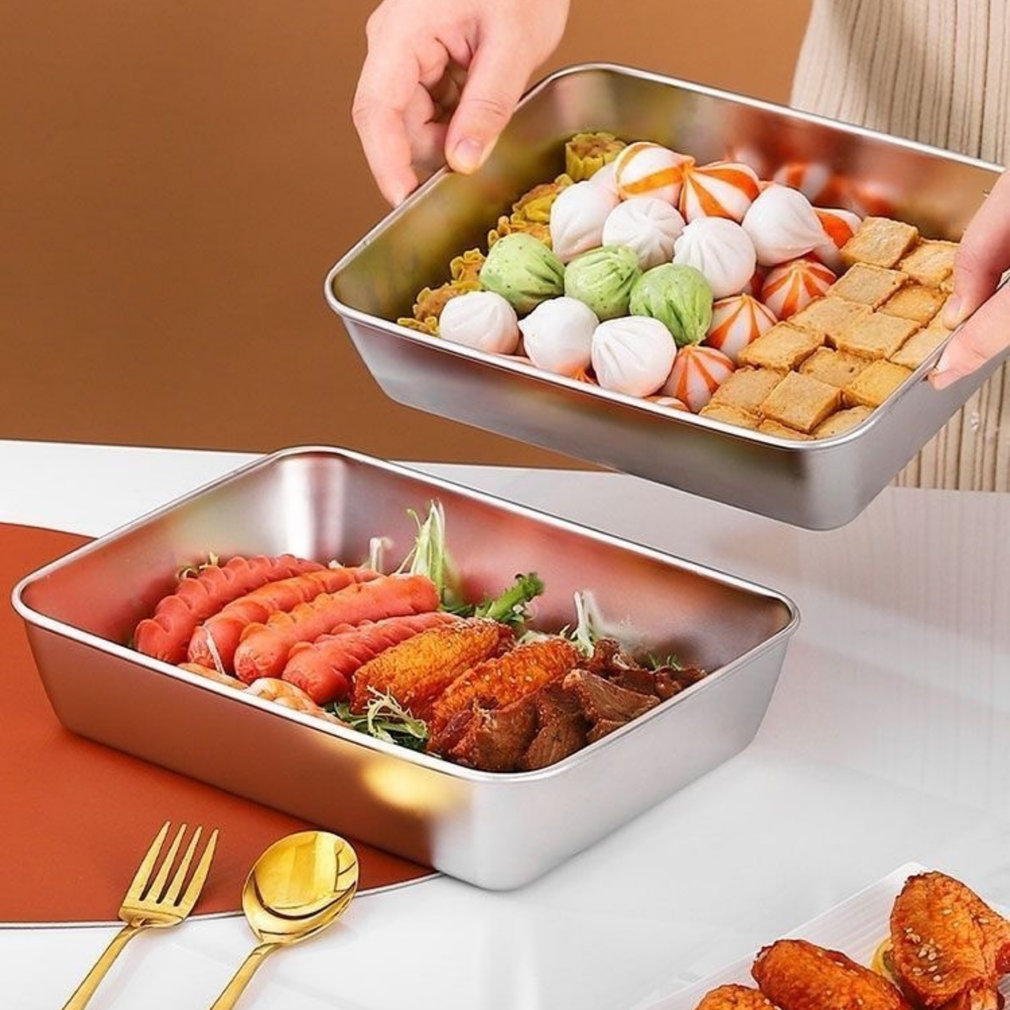 Pojemnik na żywność ze stali nierdzewnej 304 – Dłuższa świeżość i maksymalne bezpieczeństwo (25x20x5 cm)