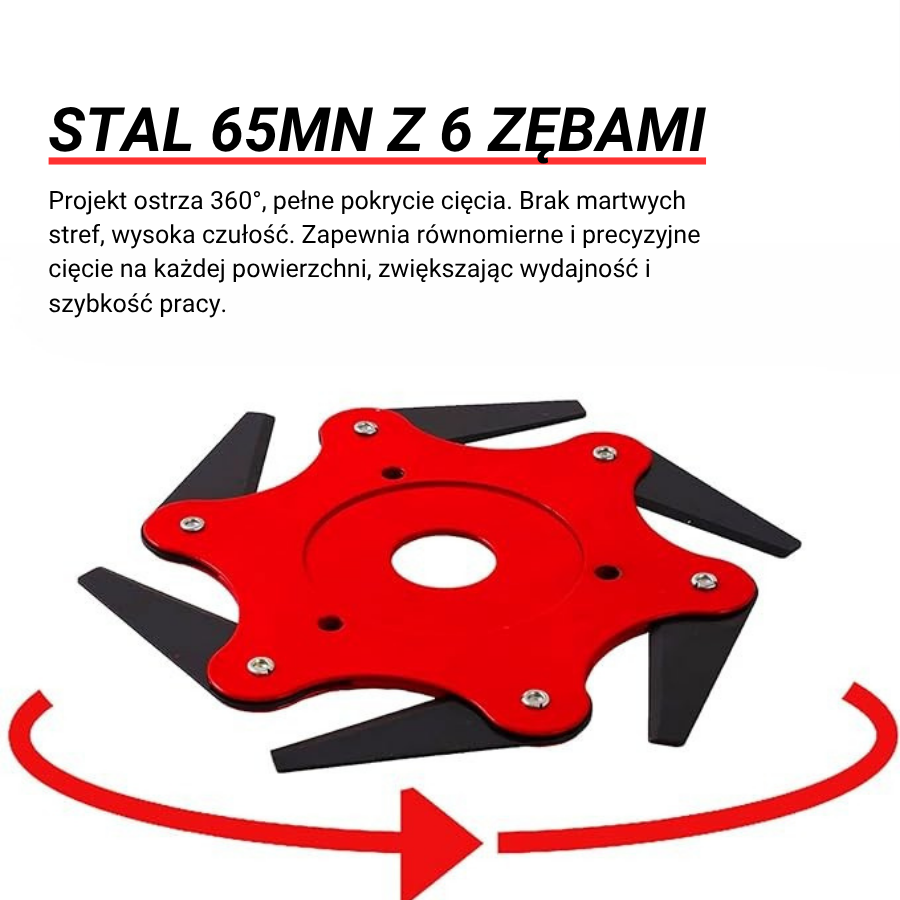 Głowica tnąca z 6 superwytrzymałymi ostrzami ze stali manganowej (w zestawie z akcesoriami)
