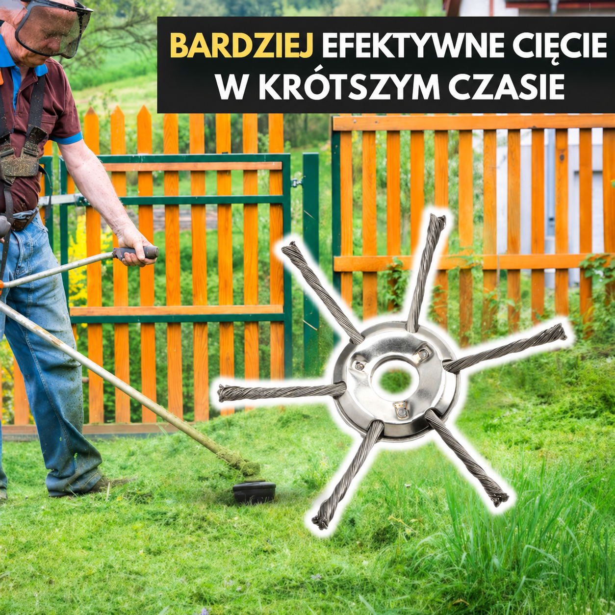 Głowica Do Koszenia Trawy Posiada 6 Splecionych, Mocnych Ramion Ze Stalowego Drutu