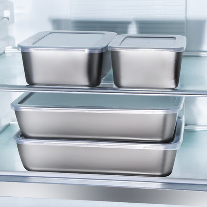 [🎁 Zestaw 6+3 Gratis] Pojemnik na żywność ze stali nierdzewnej 304 (25 x 20 x 6 cm)
