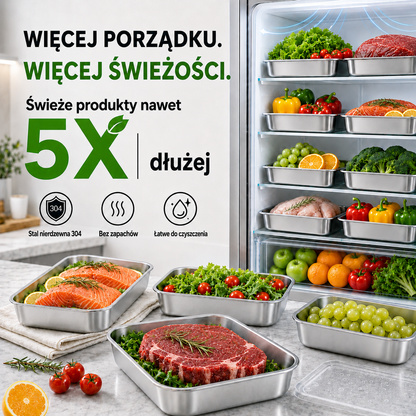 Pojemnik ze stali nierdzewnej 304 – Lodówka bez zapachów, świeże jedzenie przez cały tydzień.
