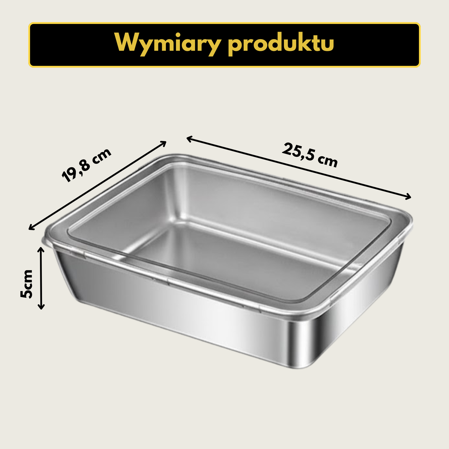 Pojemnik na żywność ze stali nierdzewnej 304 – Dłuższa świeżość i maksymalne bezpieczeństwo (25x20x5 cm)