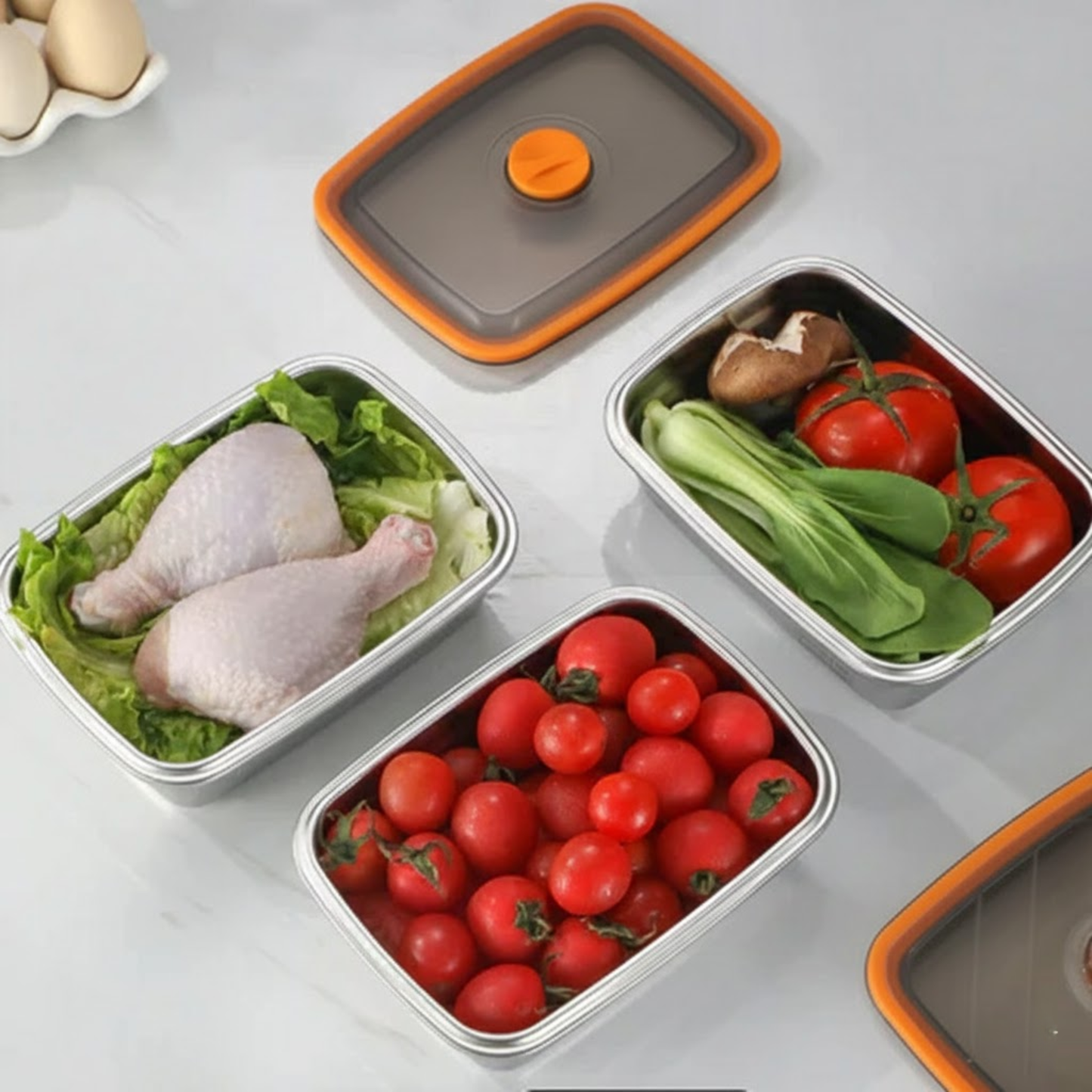 Duży Hermetyczny Pojemnik Na Żywność Ze Stali Nierdzewnej Antybakteryjnej – 1500ml (19 x 14 x 8 Cm)