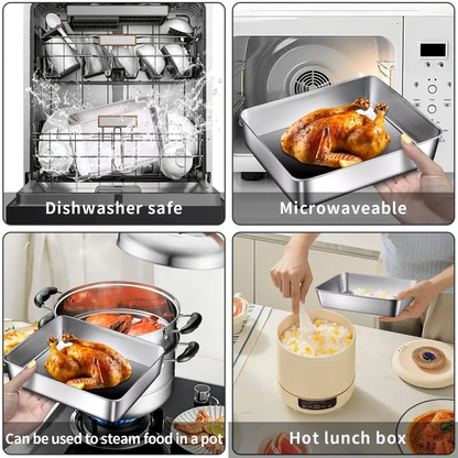 Taca ze stali nierdzewnej 304 – Bezpieczne i praktyczne rozwiązanie do przechowywania żywności (25x20x6 cm)