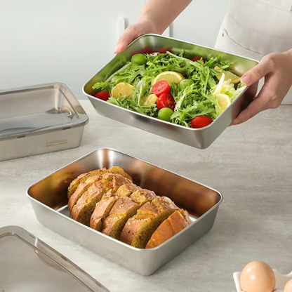 Pojemnik na żywność ze stali nierdzewnej 304 – Dłuższa świeżość i maksymalne bezpieczeństwo (25x20x5 cm)