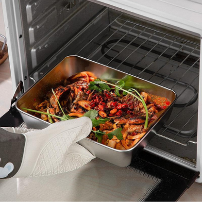 Pojemniki Na Przechowywanie Żywności SUS304, Prostokątne Tacki Ze Stali Nierdzewnej Z Gumowymi Pokrywkami (25x20x5cm)