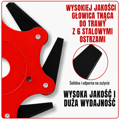 6 ostrzy ze stali manganowej – mocne cięcie, wysoka trwałość + akcesoria
