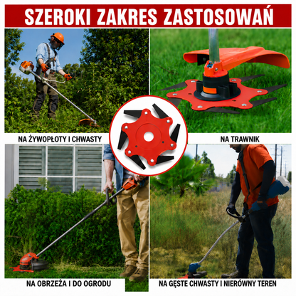 6 ostrzy ze stali manganowej – mocne cięcie, wysoka trwałość + akcesoria
