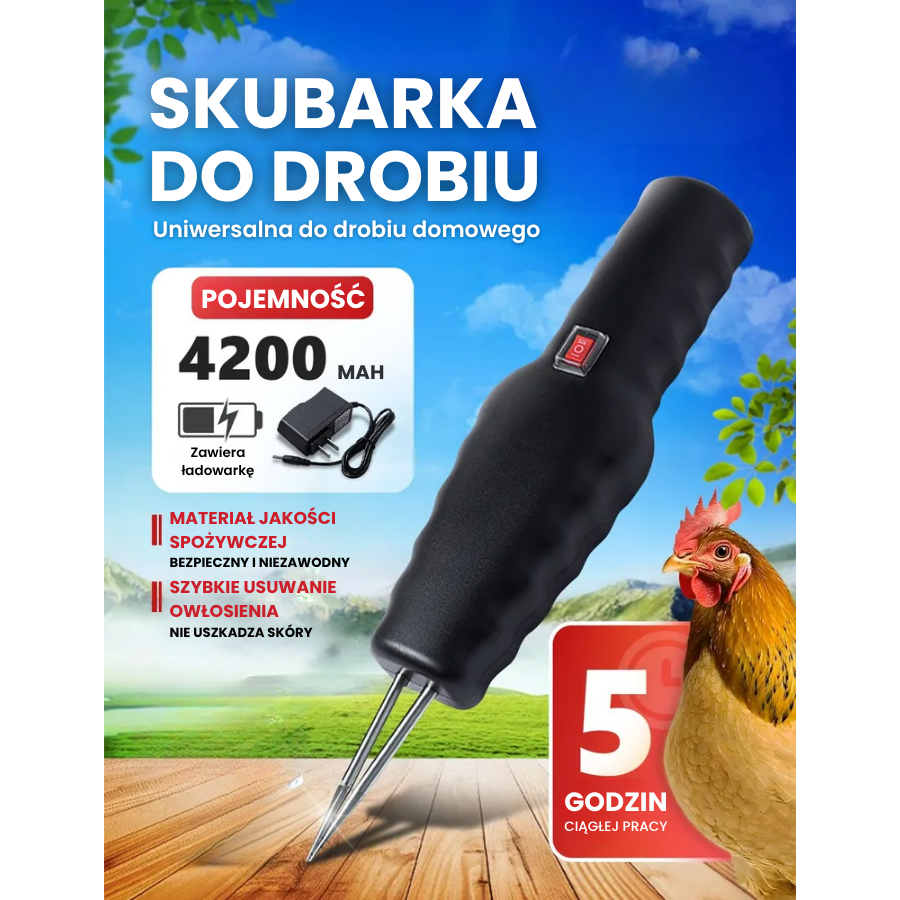 🇵🇱 Maszyna do usuwania piór drobiu – mocna, przenośna, szybkie ładowanie