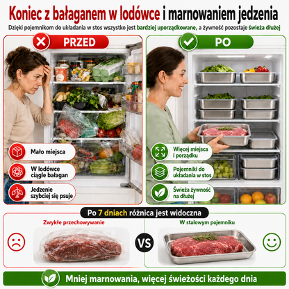 Pojemniki Na Przechowywanie Żywności SUS304, Prostokątne Tacki Ze Stali Nierdzewnej Z Gumowymi Pokrywkami (25x20x5cm)
