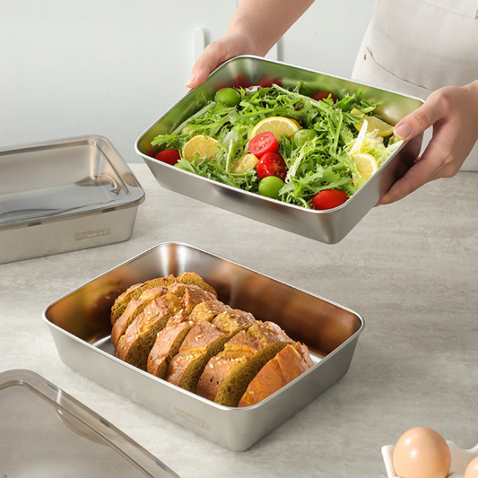 Pojemnik na żywność ze stali nierdzewnej 304 (22 x 15 x 6 cm)