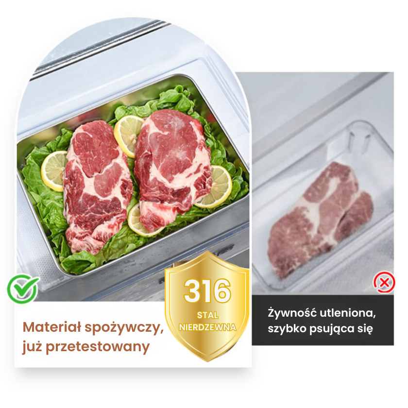 Duży Hermetyczny Pojemnik Na Żywność Ze Stali Nierdzewnej Antybakteryjnej – 1500ml  (19 x 14 x 8 cm)