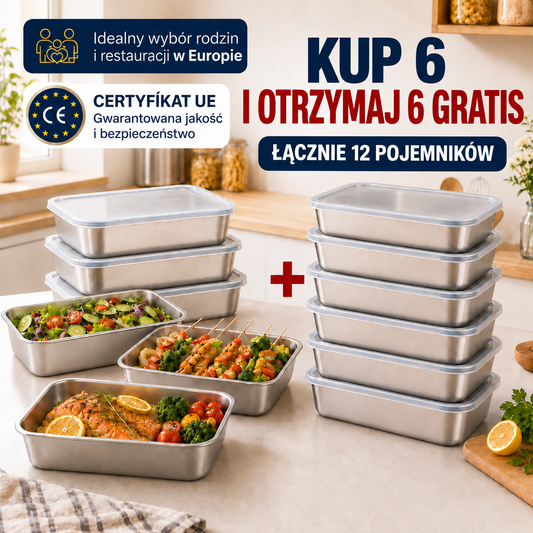 Premiumowy pojemnik na żywność ze stali nierdzewnej SUS304 o pojemności 2400 ml ze szczelną pokrywką (25×20×5 cm)