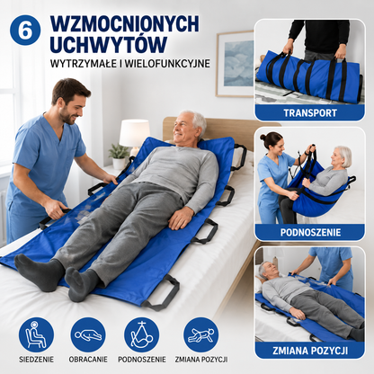 Płachta Do Przenoszenia Osób Starszych I Pacjentów — 6 Wzmocnionych Uchwytów, Nadaje Się Do Prania