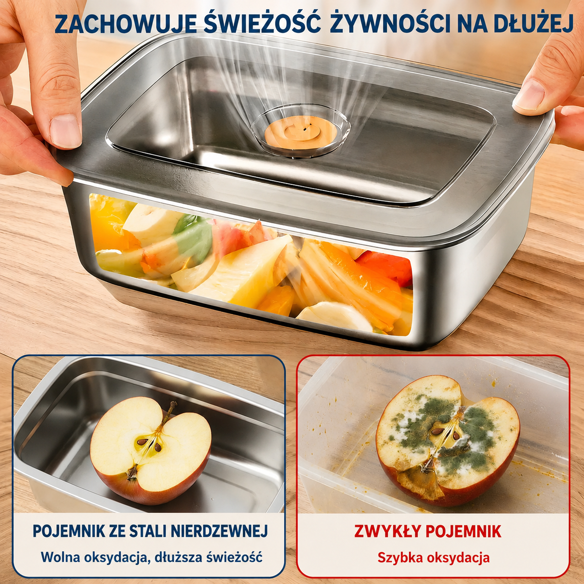 Pojemnik do przechowywania próżniowego ze stali nierdzewnej 316 o właściwościach antybakteryjnych