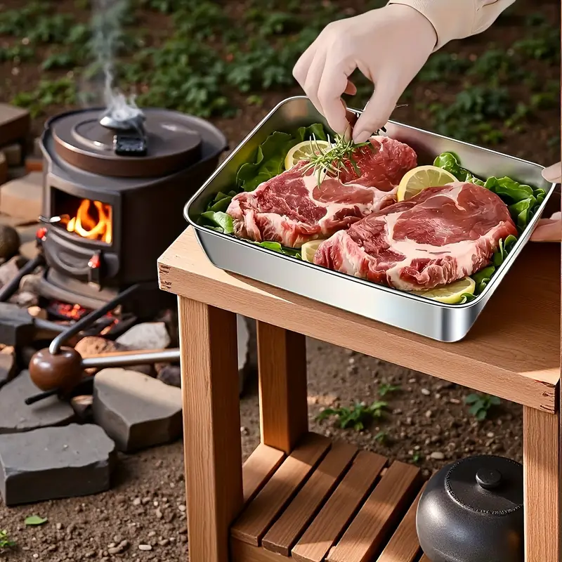 Taca ze stali nierdzewnej 304 – Bezpieczne i praktyczne rozwiązanie do przechowywania żywności (25x20x6 cm)