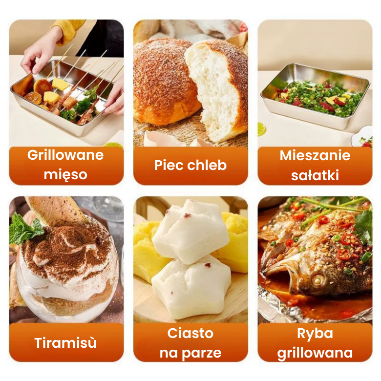 Pojemnik na żywność ze stali nierdzewnej 304 (25 x 19,5 x 5 cm) (TT)