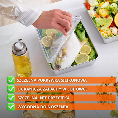 POJEMNIK ZE STALI NIERDZEWNEJ 304 PREMIUM -Utrzymuje świeżość żywności nawet do 5× dłużej