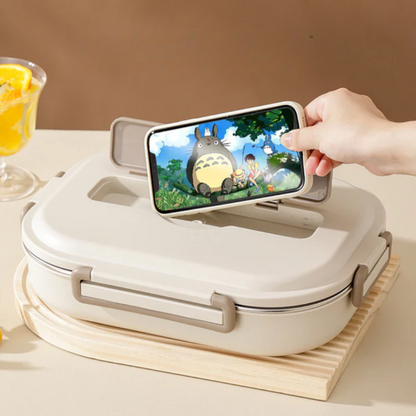 ✨Pudełko na lunch ze stali nierdzewnej z praktycznymi przegrodami, kompletny zestaw obiadowy, dodatkowo: 1 okrąłe pudełko w prezencie