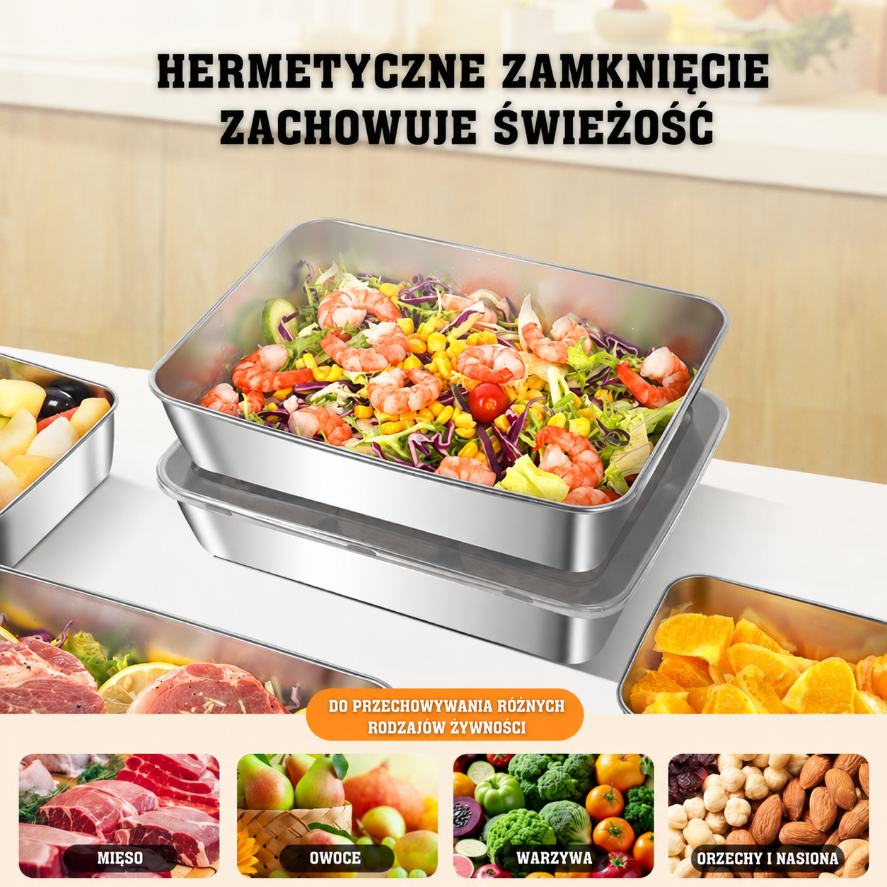 🎁SUPER PROMOCJA | Pojemnik Na Żywność Z Niemieckiej Stali Nierdzewnej 304 - 2000ML