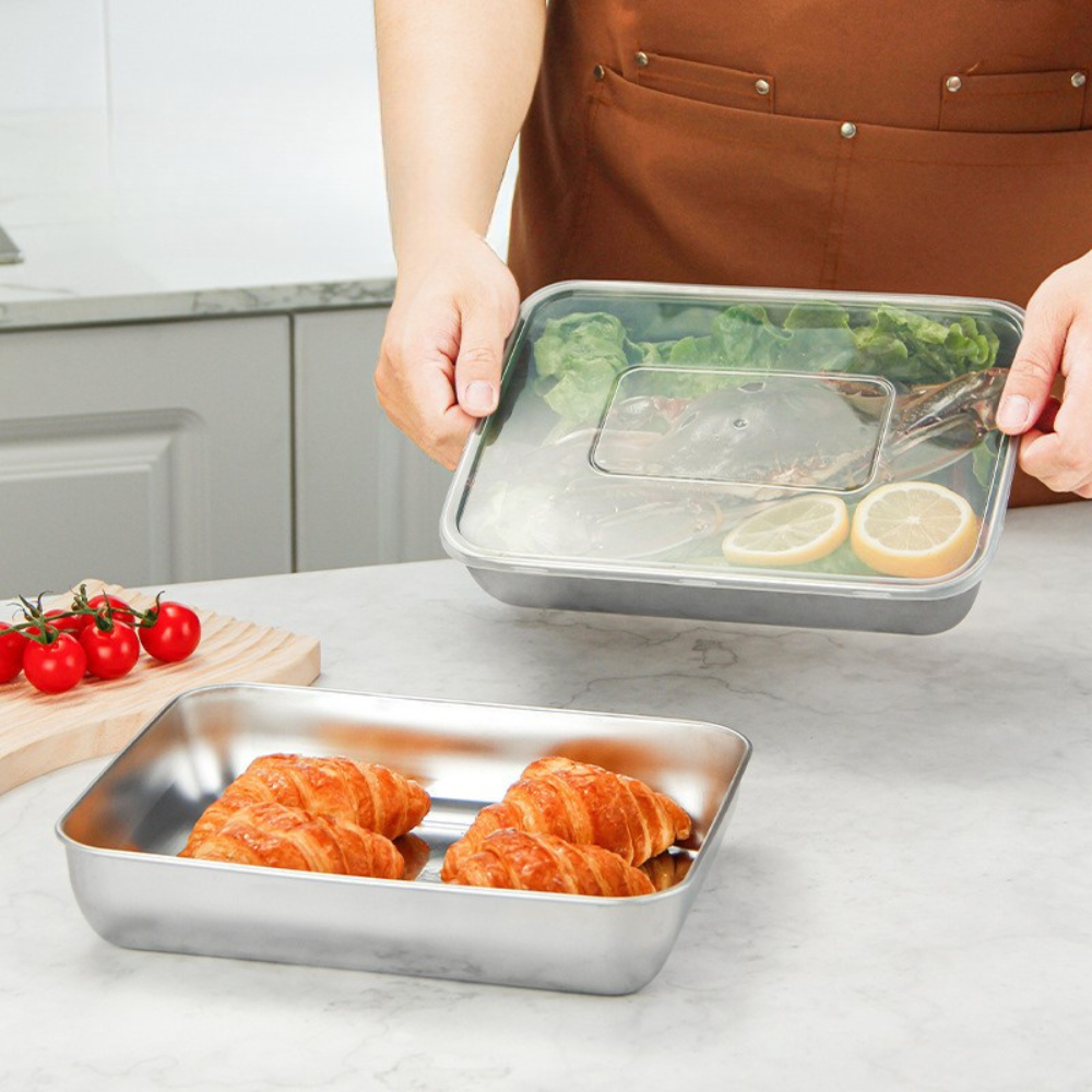 Pojemnik na żywność ze stali nierdzewnej 304 (22 x 15 x 6 cm)