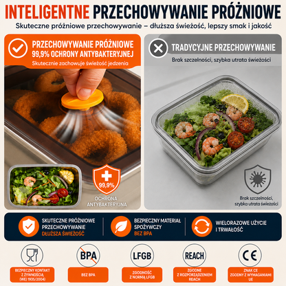 ⚜️Duży Hermetyczny Pojemnik Na Żywność Ze Stali Nierdzewnej Antybakteryjnej – 1500ml (19 x 14 x 8 Cm)