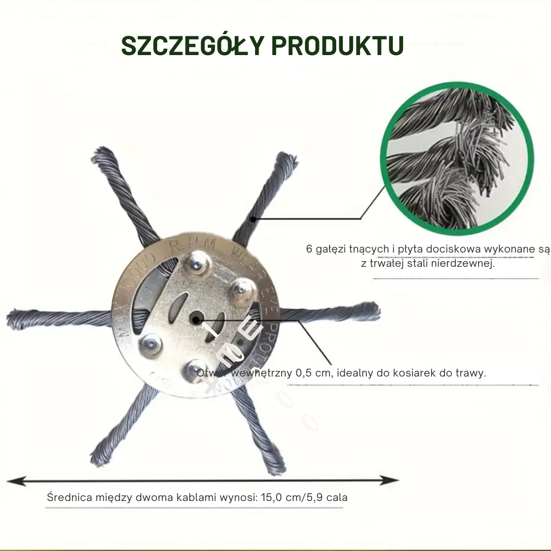 Głowica kosiarki ze stali nierdzewnej z 6 krawędziami