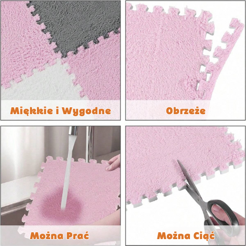 Dywan z Pluszowych Puzzli (Szary + Biały)