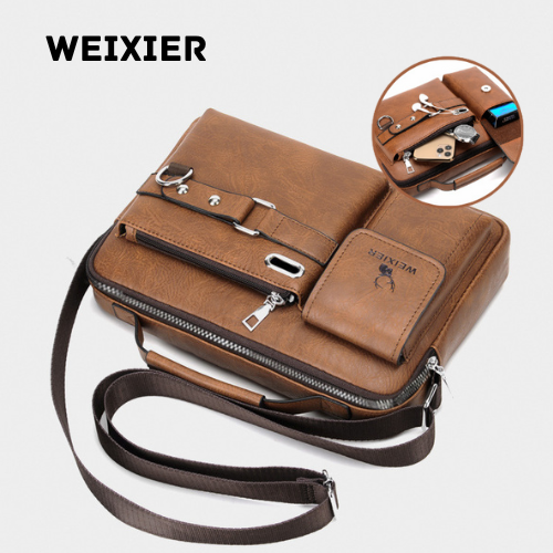 WEIXIER - Klasyczna Skórzana Torba Na Ramię Dla Mężczyzn