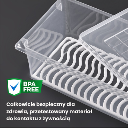 ✨ Pojemnik do przechowywania żywności z tacą ociekową i szczelnym wiekiem 1500 ml, utrzymuje porządek w lodówce