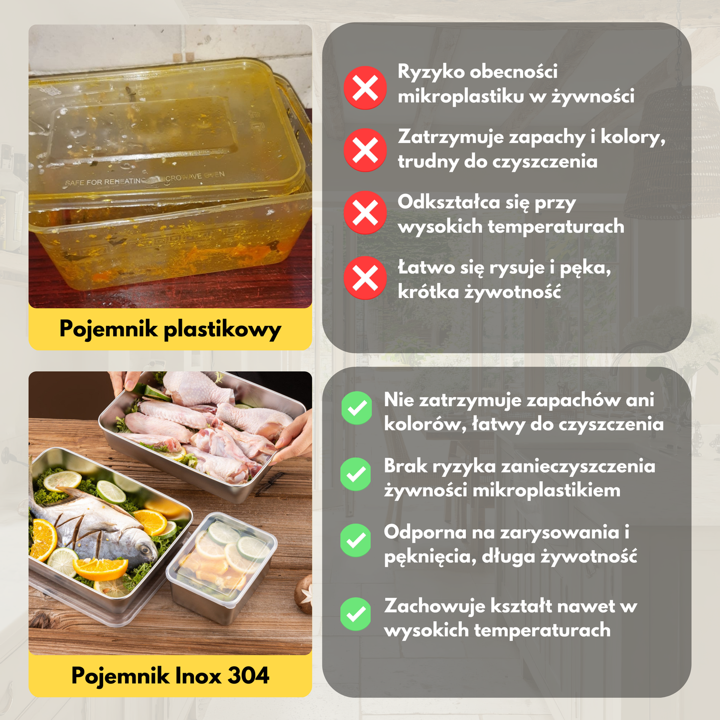 Pojemnik na żywność ze stali nierdzewnej 304 – Dłuższa świeżość i maksymalne bezpieczeństwo (25x20x5 cm)