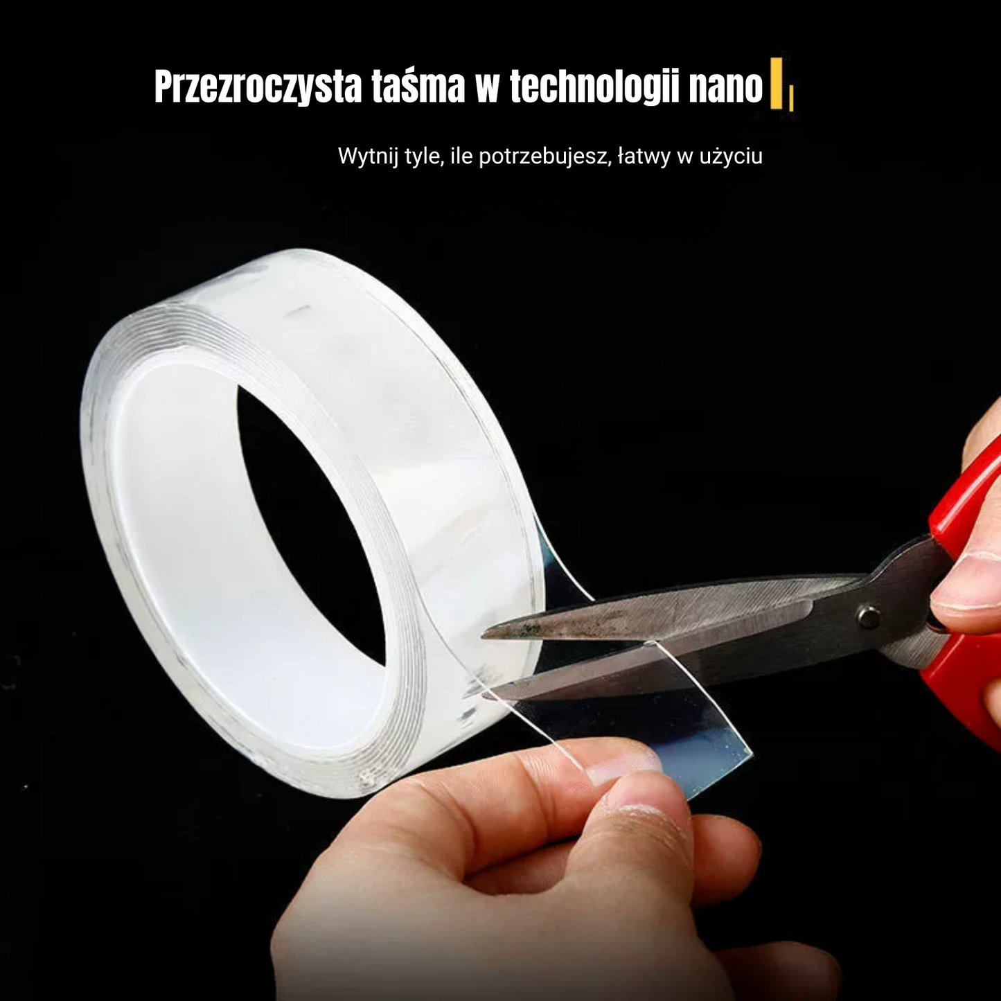 Przezroczysta dwustronna taśma samoprzylepna Nano jest wodoodporna, odporna na zarysowania, elastyczna, trwała i ma dobrą nośność.