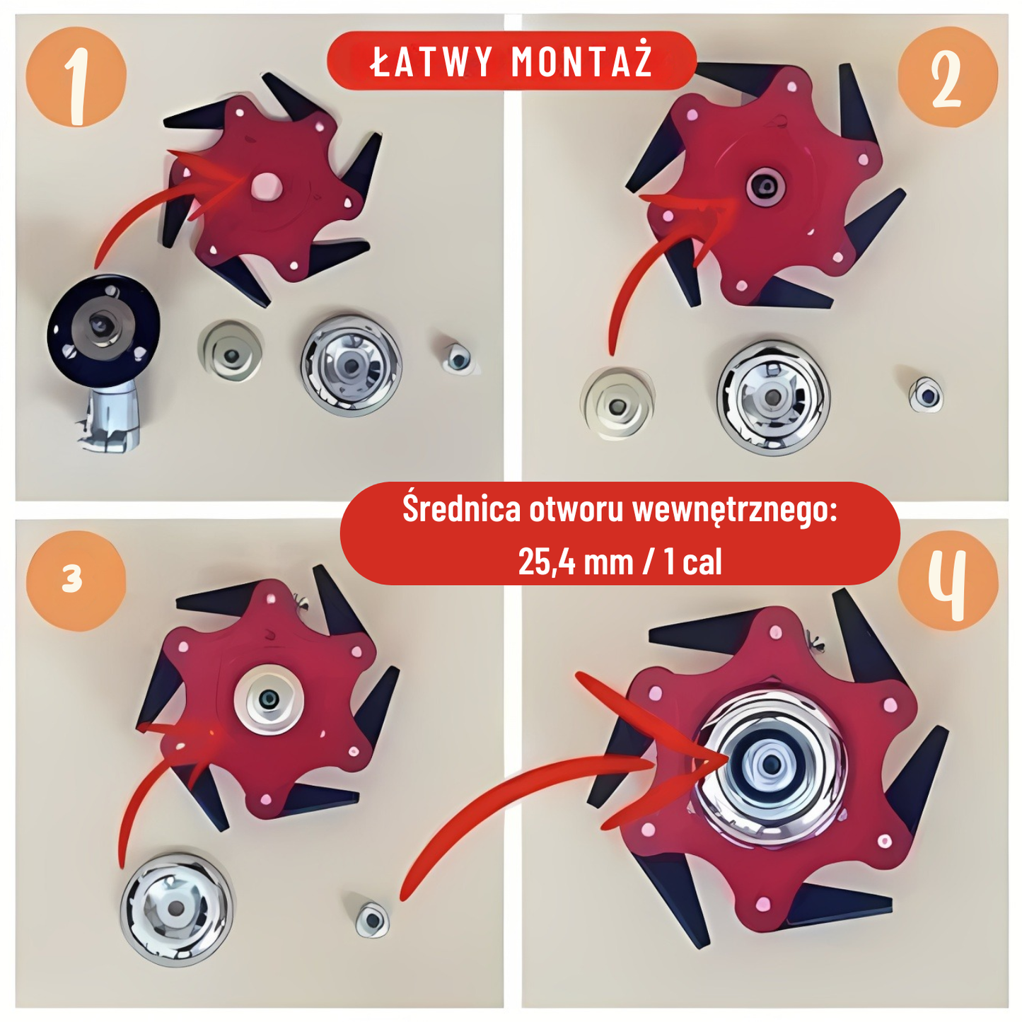 6-zębne stalowe ostrze do trawy (akcesoria w zestawie)