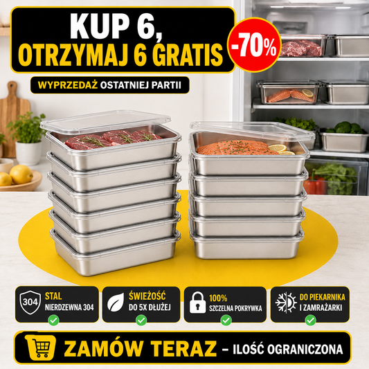 Pojemnik na żywność ze stali nierdzewnej 304 – Dłuższa świeżość i maksymalne bezpieczeństwo (25x20x5 cm)