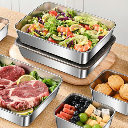 Wielofunkcyjny Pojemnik Na Żywność Ze Stali Nierdzewnej SUS304 (22x15x6 cm)