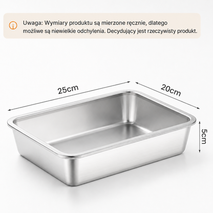 Pojemniki na żywność ze stali nierdzewnej 304 ze szczelną pokrywką – 25 × 20 × 5 cm