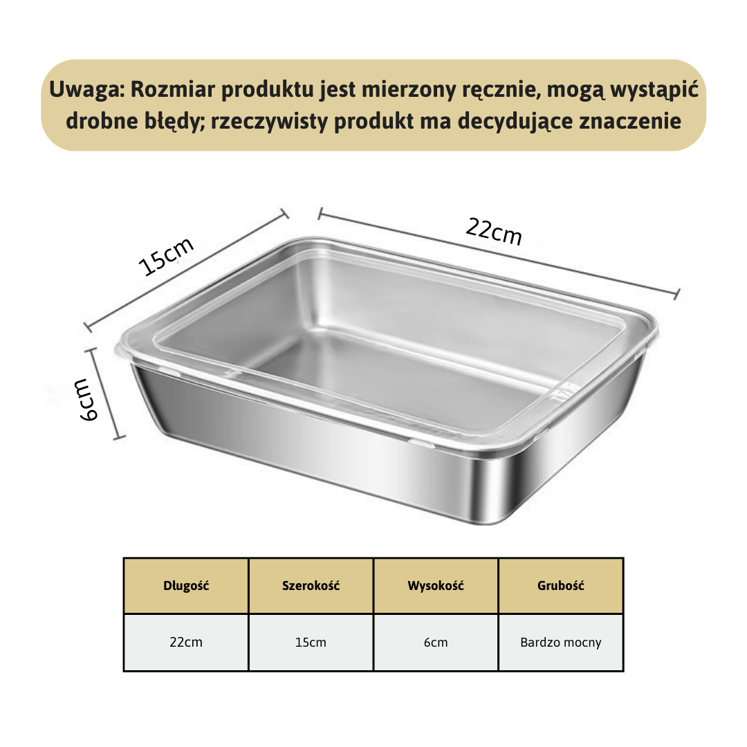 Wielofunkcyjny Pojemnik Na Żywność Ze Stali Nierdzewnej SUS304 (22x15x6 cm)