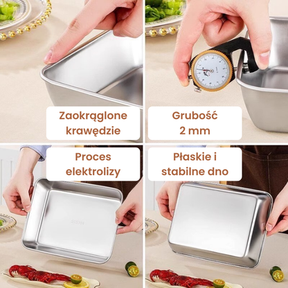 Pojemnik na żywność ze stali nierdzewnej 304 (25 x 19,5 x 5 cm) (TT)