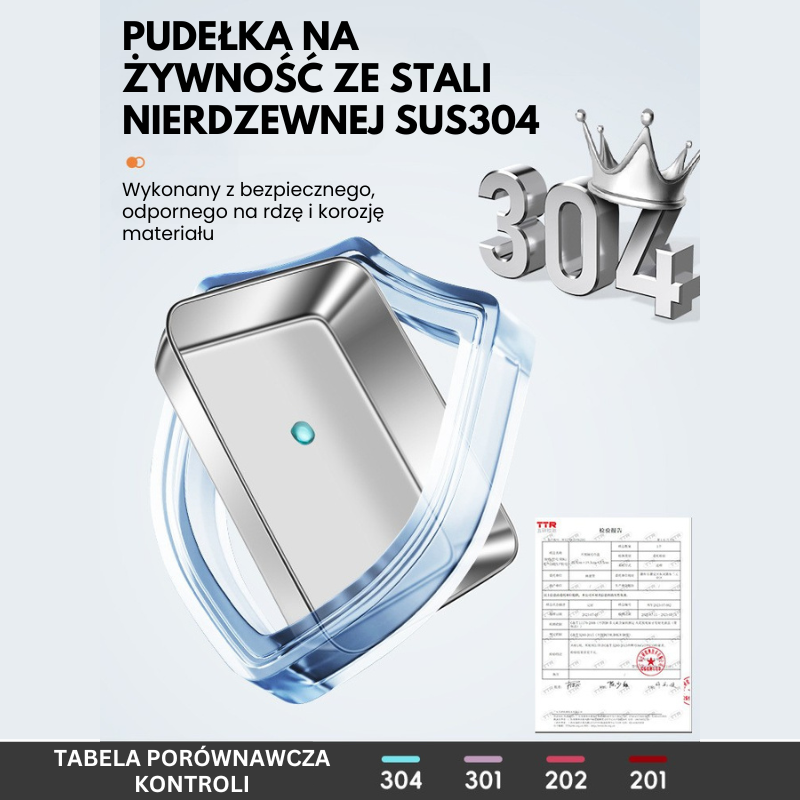 [🎁 Zestaw 6+3 Gratis] Pojemnik na żywność ze stali nierdzewnej 304 (25 x 20 x 6 cm)