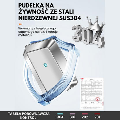 [🎁 Zestaw 6+3 Gratis] Pojemnik na żywność ze stali nierdzewnej 304 (25 x 20 x 6 cm)