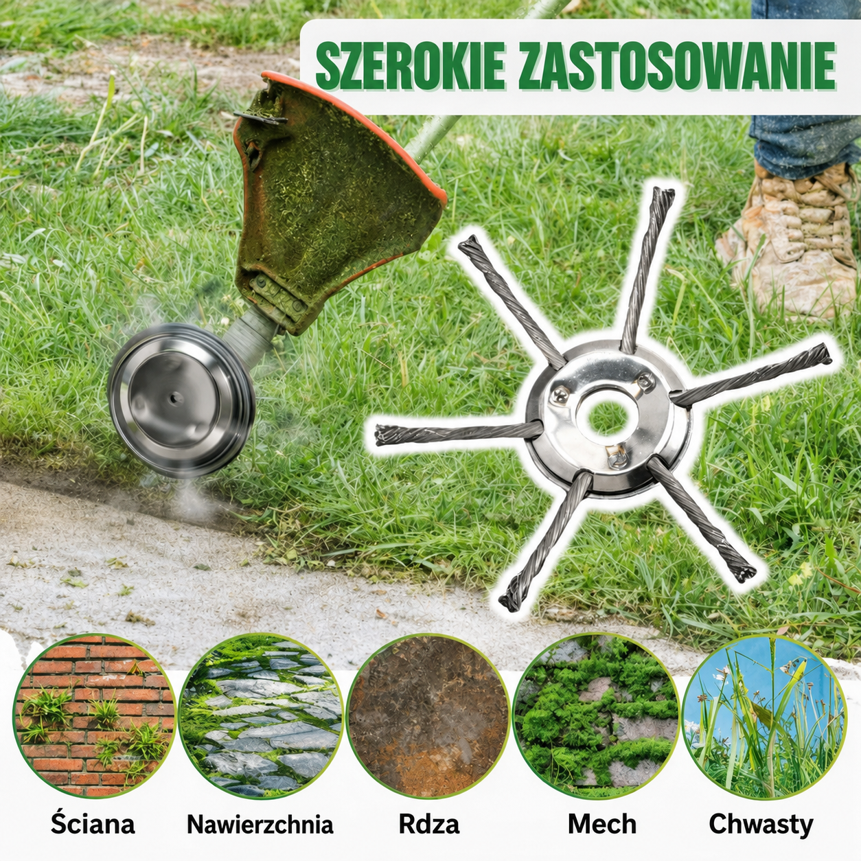 Głowica Do Koszenia Trawy Posiada 6 Splecionych, Mocnych Ramion Ze Stalowego Drutu