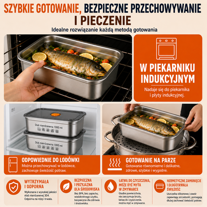 ⚜️Pojemnik próżniowy ze stali 316, 1000ML — niemiecka jakość | Świeża żywność 5× dłużej