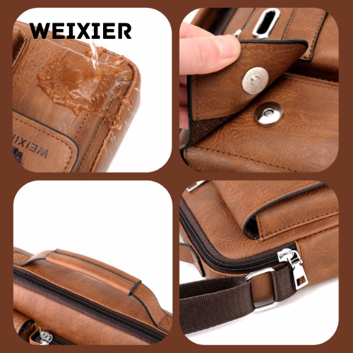 WEIXIER - Klasyczna Skórzana Torba Na Ramię Dla Mężczyzn