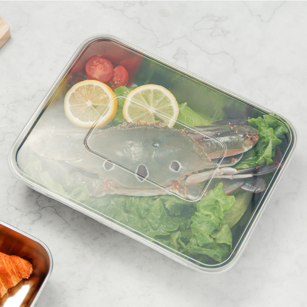 Pojemnik na żywność ze stali nierdzewnej 304 (22 x 15 x 6 cm)